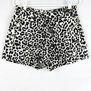 J.Crew Women's Linen Blend Shorts Size 4 Black & White Ruffle Leopard Print NWOT